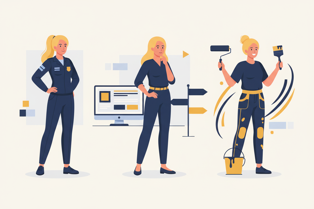 Drie vrouwen verschillende beroepen